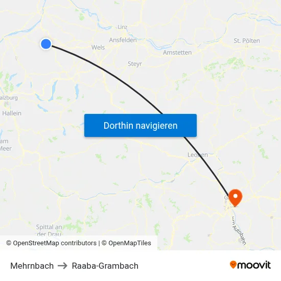 Mehrnbach to Raaba-Grambach map