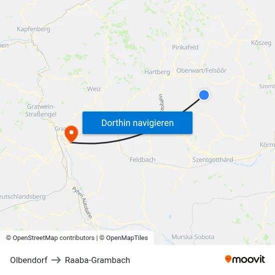Olbendorf to Raaba-Grambach map