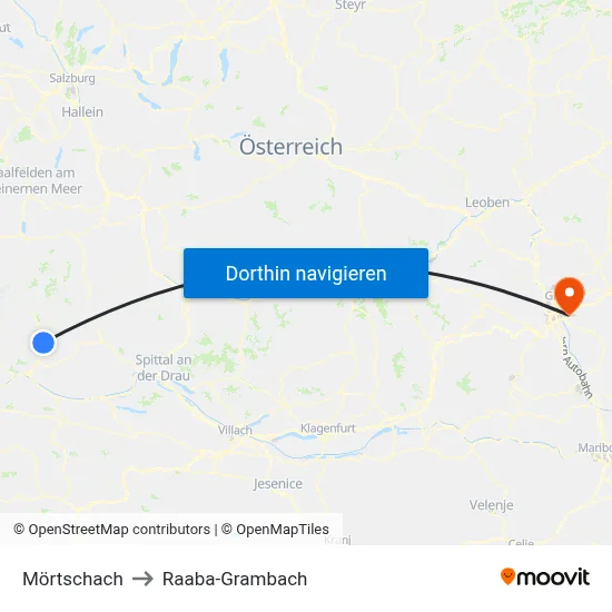 Mörtschach to Raaba-Grambach map