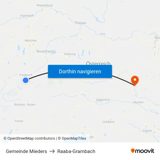 Gemeinde Mieders to Raaba-Grambach map