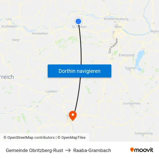 Gemeinde Obritzberg-Rust to Raaba-Grambach map