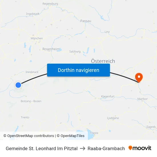 Gemeinde St. Leonhard Im Pitztal to Raaba-Grambach map