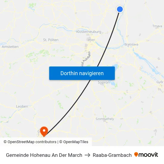 Gemeinde Hohenau An Der March to Raaba-Grambach map