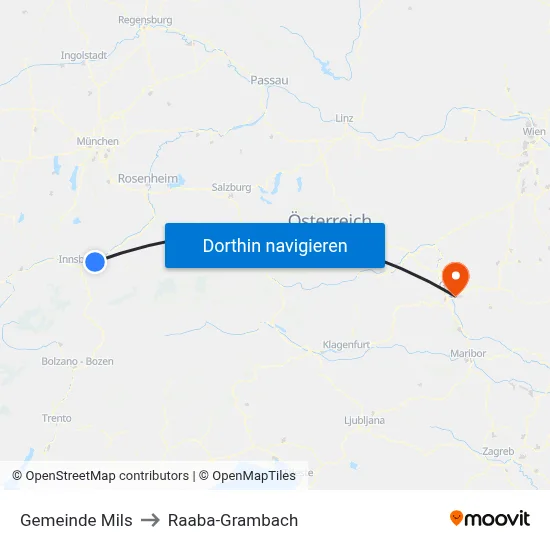 Gemeinde Mils to Raaba-Grambach map