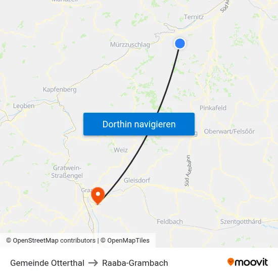 Gemeinde Otterthal to Raaba-Grambach map