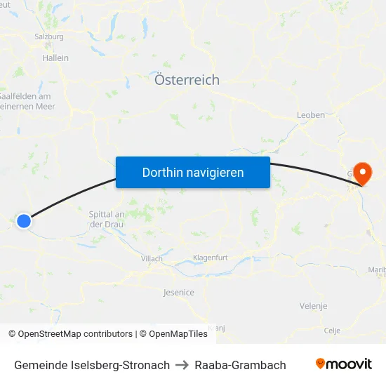 Gemeinde Iselsberg-Stronach to Raaba-Grambach map