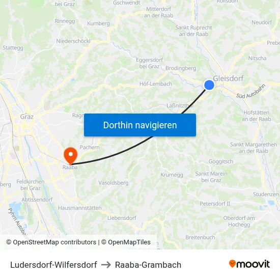 Ludersdorf-Wilfersdorf to Raaba-Grambach map