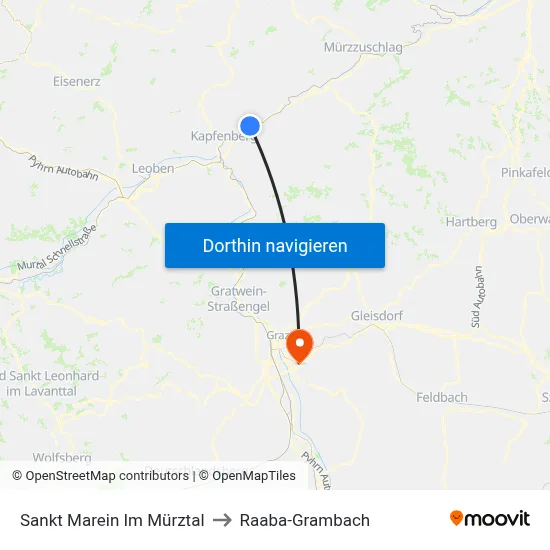 Sankt Marein Im Mürztal to Raaba-Grambach map