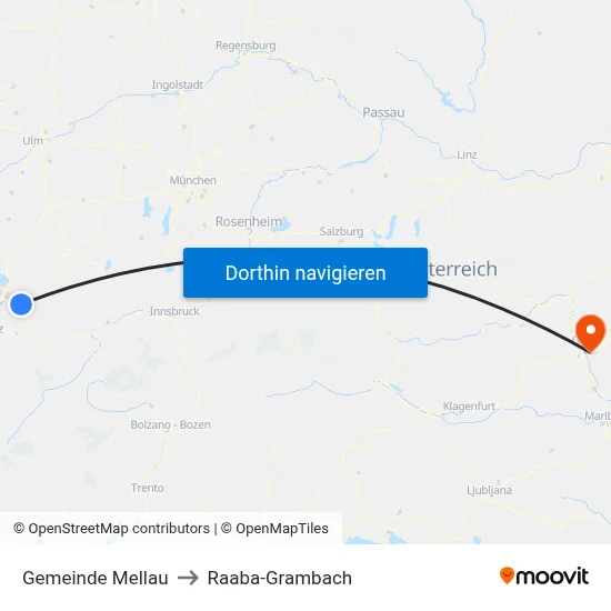 Gemeinde Mellau to Raaba-Grambach map