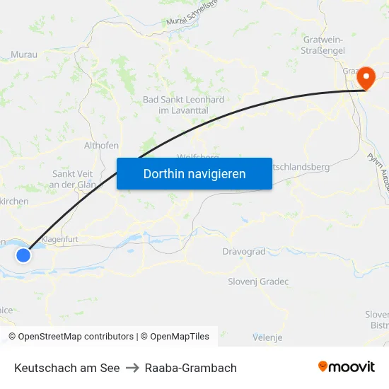 Keutschach am See to Raaba-Grambach map