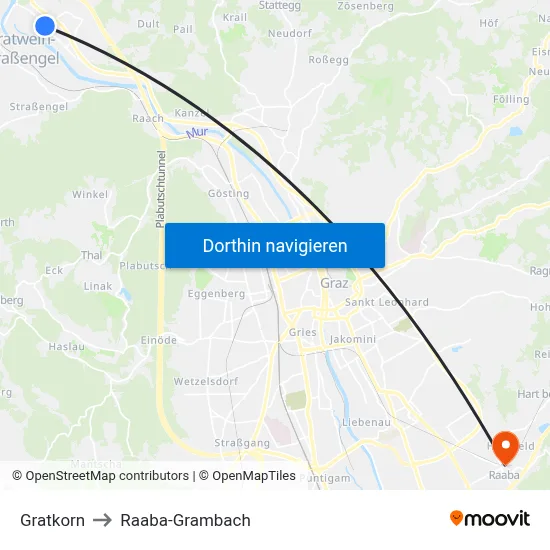 Gratkorn to Raaba-Grambach map
