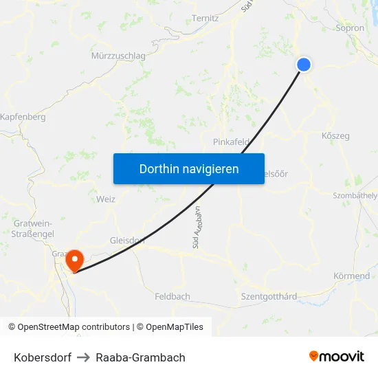Kobersdorf to Raaba-Grambach map