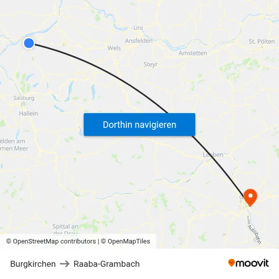 Burgkirchen to Raaba-Grambach map