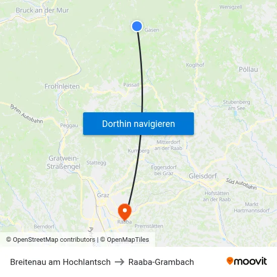 Breitenau am Hochlantsch to Raaba-Grambach map