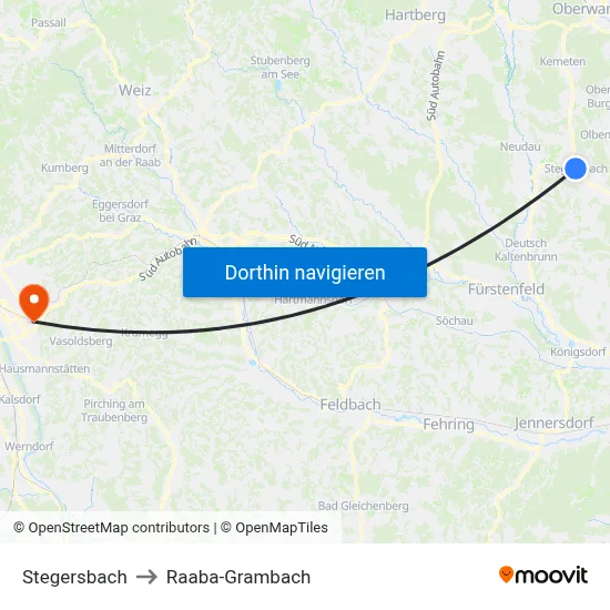 Stegersbach to Raaba-Grambach map