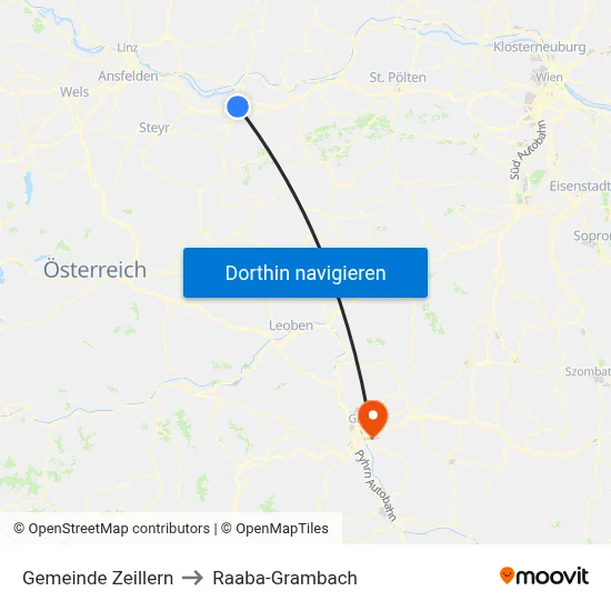 Gemeinde Zeillern to Raaba-Grambach map