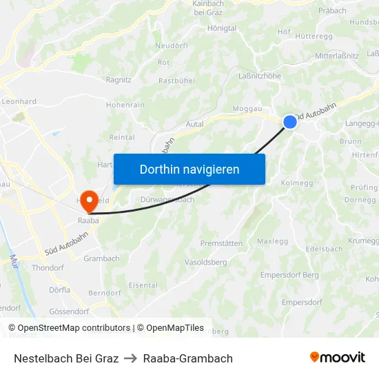 Nestelbach Bei Graz to Raaba-Grambach map