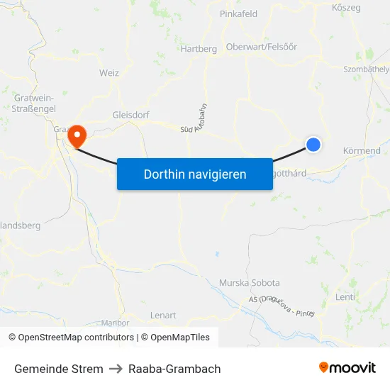 Gemeinde Strem to Raaba-Grambach map