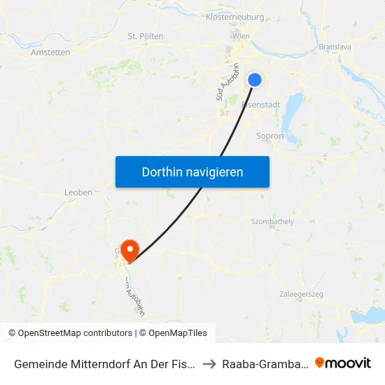 Gemeinde Mitterndorf An Der Fischa to Raaba-Grambach map