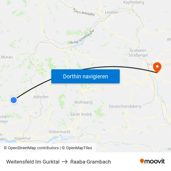 Weitensfeld Im Gurktal to Raaba-Grambach map