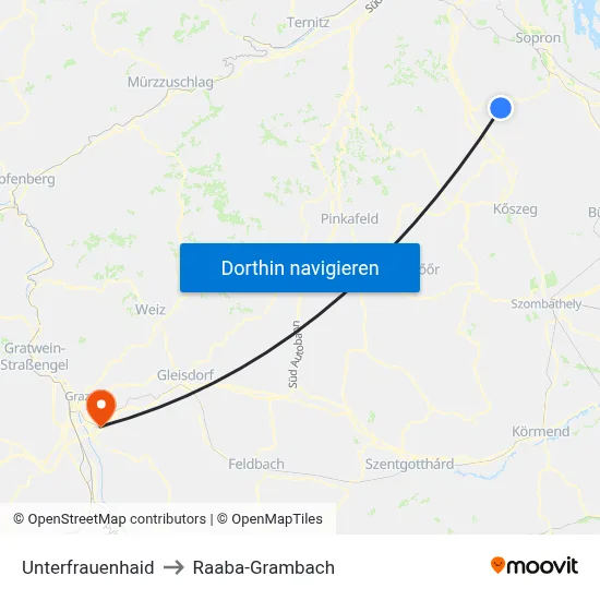 Unterfrauenhaid to Raaba-Grambach map