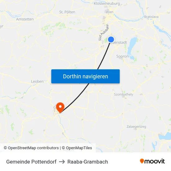 Gemeinde Pottendorf to Raaba-Grambach map