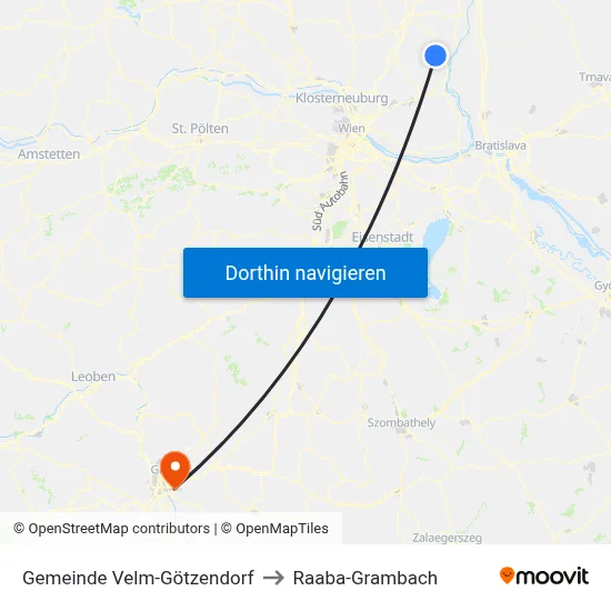 Gemeinde Velm-Götzendorf to Raaba-Grambach map