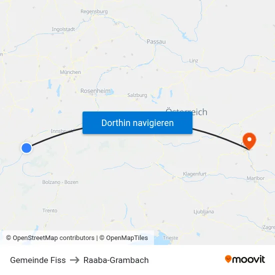 Gemeinde Fiss to Raaba-Grambach map