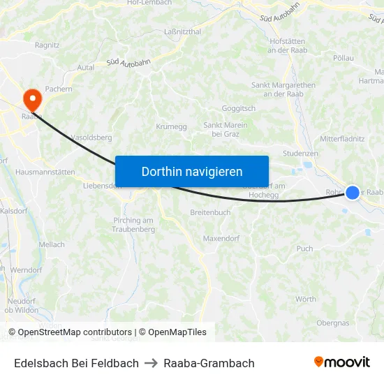 Edelsbach Bei Feldbach to Raaba-Grambach map
