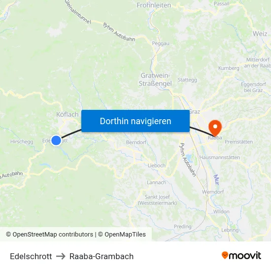 Edelschrott to Raaba-Grambach map