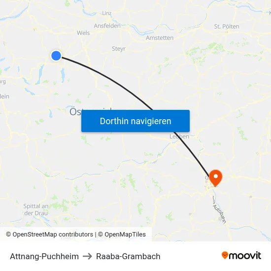 Attnang-Puchheim to Raaba-Grambach map