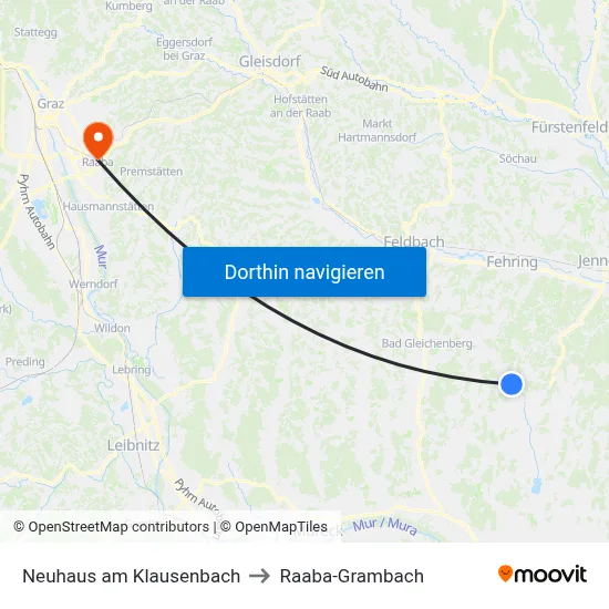 Neuhaus am Klausenbach to Raaba-Grambach map