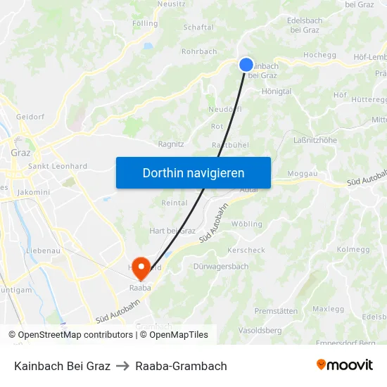 Kainbach Bei Graz to Raaba-Grambach map