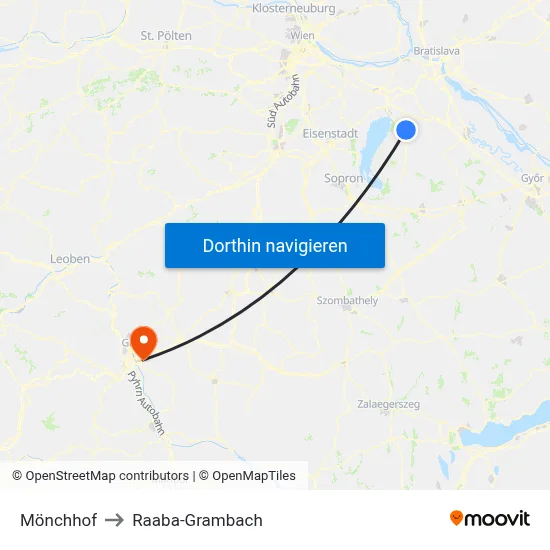 Mönchhof to Raaba-Grambach map