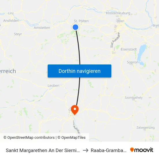 Sankt Margarethen An Der Sierning to Raaba-Grambach map