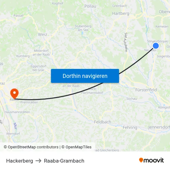 Hackerberg to Raaba-Grambach map
