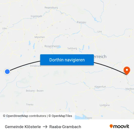 Gemeinde Klösterle to Raaba-Grambach map