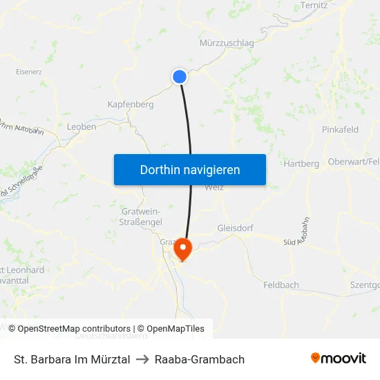 St. Barbara Im Mürztal to Raaba-Grambach map