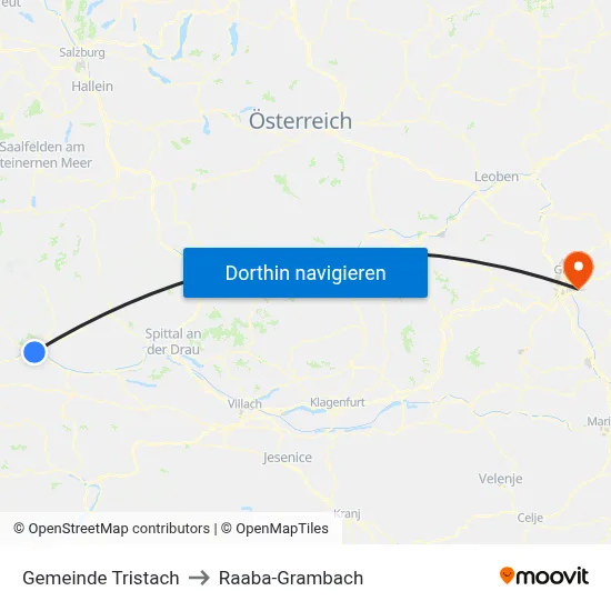 Gemeinde Tristach to Raaba-Grambach map