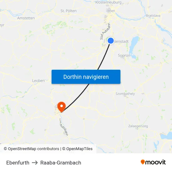 Ebenfurth to Raaba-Grambach map