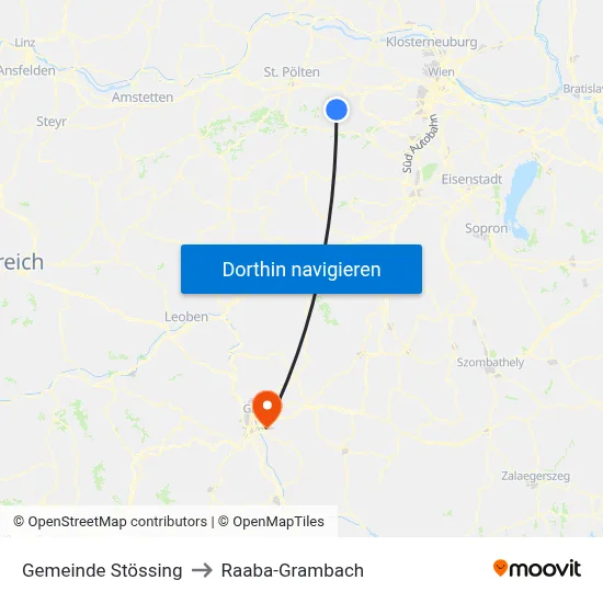 Gemeinde Stössing to Raaba-Grambach map