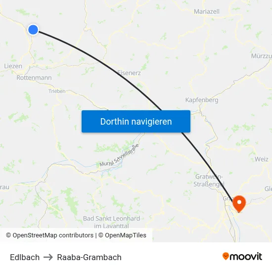 Edlbach to Raaba-Grambach map