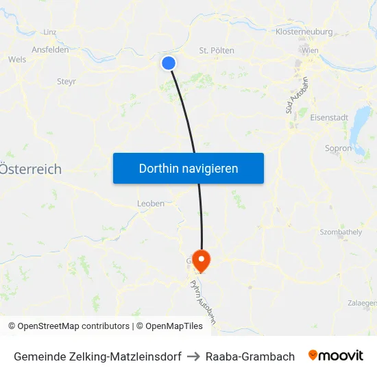 Gemeinde Zelking-Matzleinsdorf to Raaba-Grambach map