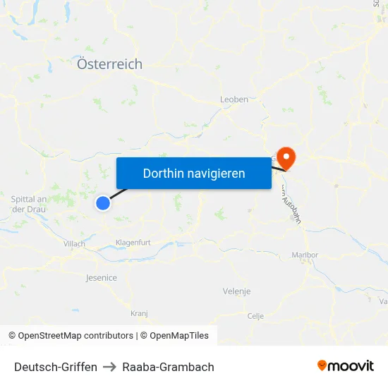 Deutsch-Griffen to Raaba-Grambach map