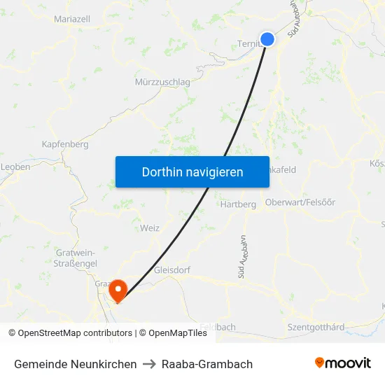 Gemeinde Neunkirchen to Raaba-Grambach map