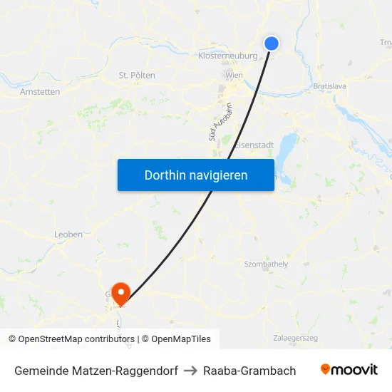 Gemeinde Matzen-Raggendorf to Raaba-Grambach map