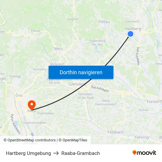 Hartberg Umgebung to Raaba-Grambach map