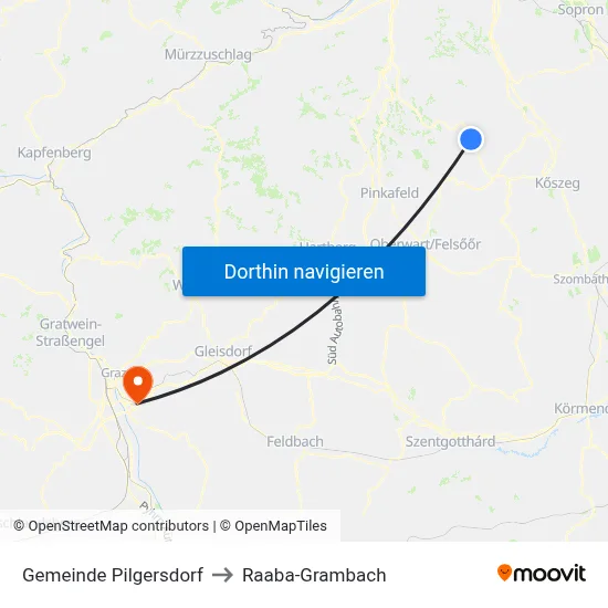 Gemeinde Pilgersdorf to Raaba-Grambach map