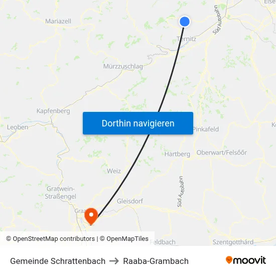 Gemeinde Schrattenbach to Raaba-Grambach map