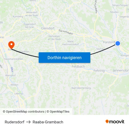 Rudersdorf to Raaba-Grambach map